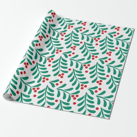 Weihnachtsmistel berriespattern Wrapping Paper Geschenkpapier (Ungerollt)