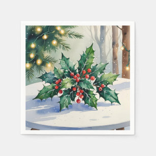 Weihnachtsmistel-Feiertags-Aquarell Serviette