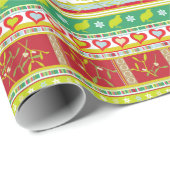 Weihnachtsmistel-Partridge-Herz-Streifen Muster Geschenkpapier (Rolleneckpunkt)