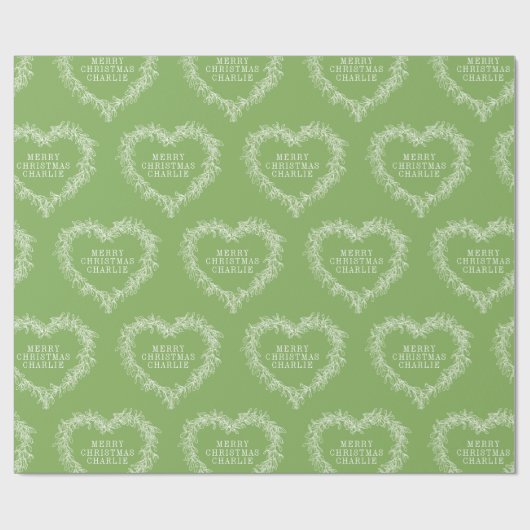 Weihnachtsmistel zeichnend Herzgrün Geschenkpapier (Flach)