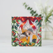 Weihnachtsmistelgrenze mit rotem Bug Feiertagskarte (Stehend Vorderseite)