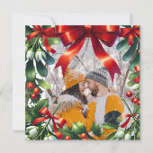 Weihnachtsmistelgrenze mit rotem Bug Feiertagskarte (Vorderseite)