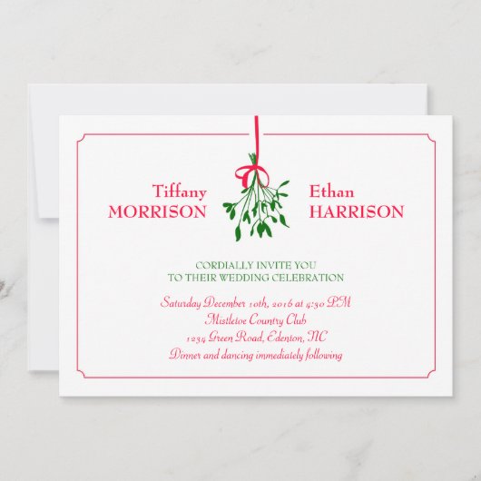 Weihnachtsmistelzweig-Hochzeits-Einladung Einladung (Vorderseite)