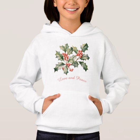 Weihnachtsmistletoe Custom Message Girls Hoodie (Vorderseite)