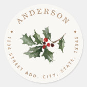Weihnachtsmistletoe Rücksendeadresse Runder Aufkleber (Vorderseite)