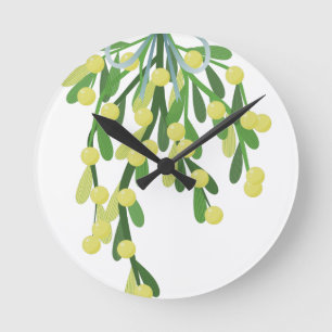 Weihnachtsmistletoe Runde Wanduhr