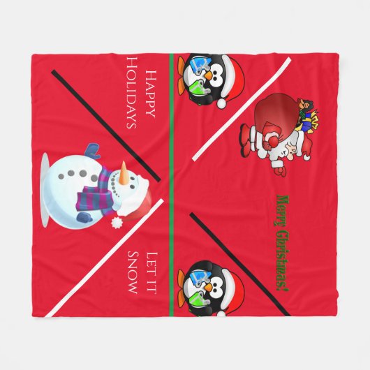 Weihnachtsmittel Vlies Decke in rot. (Vorderseite (Horizontal))