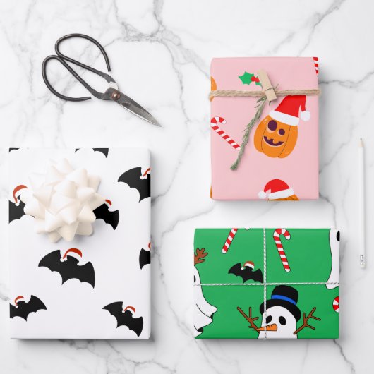 Weihnachtsmix Geschenkpapier Set (Vorderseite)