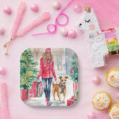 Weihnachtsmode für Wasserfarben Shopping Girl Pappteller (Party)