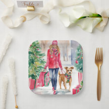 Weihnachtsmode für Wasserfarben Shopping Girl