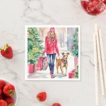 Weihnachtsmode für Wasserfarben Shopping Girl