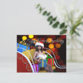 Weihnachtsmodell mit Geschenken Postkarte (4.25x5. (Stehend Vorderseite)