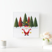 "Weihnachtsmoment des Weihnachtsmanns: Einzigartig Quadratische Wanduhr (Zuhause)