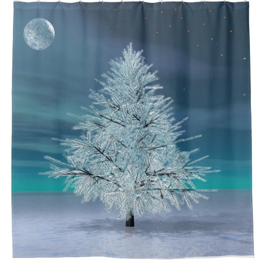 Weihnachtsmond Duschvorhang (Vorderseite)