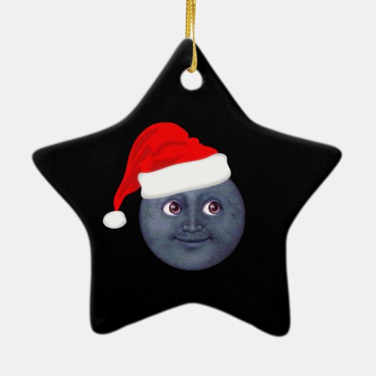 Weihnachtsmond Emoji Verzierungen Keramikornament (Hinten)