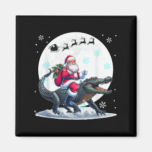 Weihnachtsmond mit Santa auf Alligator passend für Magnet