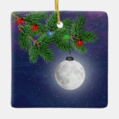 Weihnachtsmond-Ornament aus Kiefernholz Keramikornament (Vorderseite)