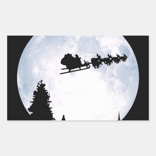 Weihnachtsmond Rechteckiger Aufkleber (Vorderseite)