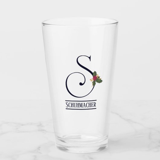 Weihnachtsmongram S Personalisiert Beer Glas (Vorderseite)