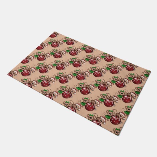 Weihnachtsmonkey Door Mat Fußmatte (Schrägansicht)