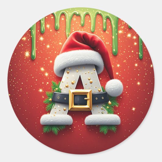 Weihnachtsmonogramm A für Wintergeschenke Runder Aufkleber (Vorderseite)