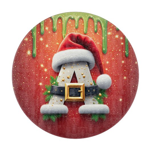 Weihnachtsmonogramm A für Wintergeschenke Schneidebrett (Vorderseite)