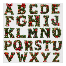 Weihnachtsmonogramm ABC, Alphabet, alle Buchstaben