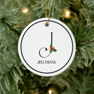 Weihnachtsmonogramm Brief J Personalisiert Keramik Ornament