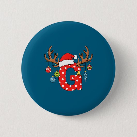 Weihnachtsmonogramm Buchstabe G Alphabet Anfangsbu Button (Vorderseite)