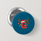 Weihnachtsmonogramm Buchstabe G Alphabet Anfangsbu Button (Vorne & Hinten)