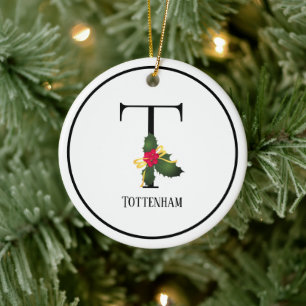 Weihnachtsmonogramm Buchstabe T Personalisiert Keramik Ornament