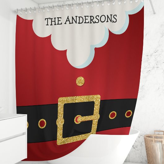 Weihnachtsmonogramm des Weihnachtsmanns Anzugs Duschvorhang