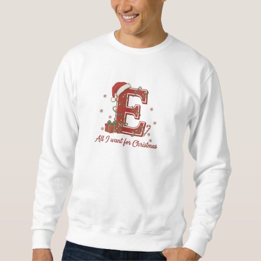 Weihnachtsmonogramm-Design Buchstabe E Sweatshirt (Vorderseite)