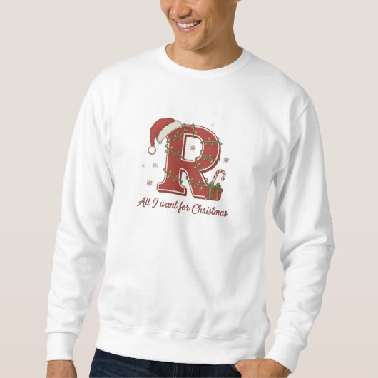 Weihnachtsmonogramm-Design Buchstabe R Sweatshirt (Vorderseite)