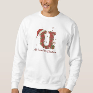 Weihnachtsmonogramm-Design Buchstabe U Sweatshirt