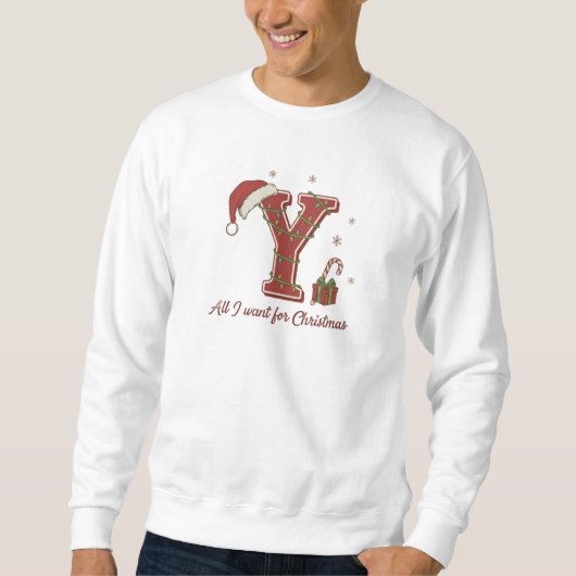 Weihnachtsmonogramm-Design Buchstabe Y Sweatshirt (Vorderseite)