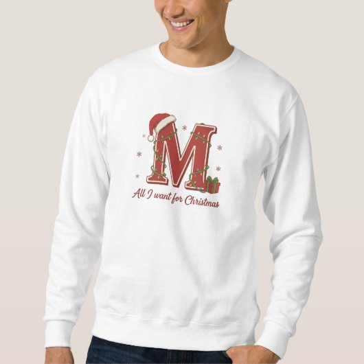 Weihnachtsmonogramm-Design mit dem Buchstaben M Sweatshirt (Vorderseite)