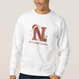 Weihnachtsmonogramm-Design mit dem Buchstaben N Sweatshirt