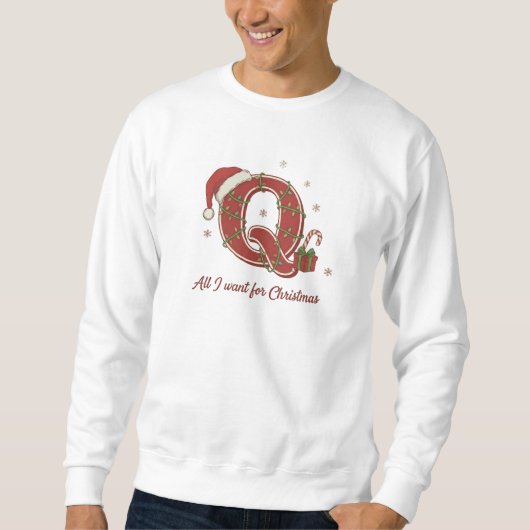 Weihnachtsmonogramm-Design mit dem Buchstaben Q Sweatshirt (Vorderseite)