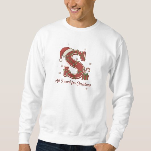 Weihnachtsmonogramm-Design mit dem Buchstaben S Sweatshirt (Vorderseite)