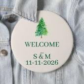 Weihnachtsmonogramm Eleganter Waldbaum Willkommen Button (Beispiel)