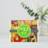 Weihnachtsmonogramm Feiertagspostkarte (Stehend Vorderseite)