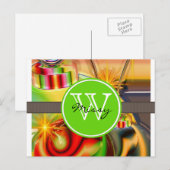 Weihnachtsmonogramm Feiertagspostkarte (Vorne/Hinten)