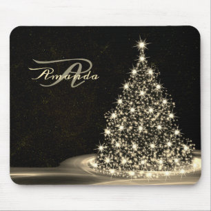 Weihnachtsmonogramm Golden Glänzender Baum Winter Mousepad