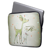 Weihnachtsmonogramm Grüne Hirsche Feiertage Niedli Laptopschutzhülle (Vorderseite Links)
