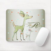 Weihnachtsmonogramm Grüne Hirsche Feiertage Niedli Mousepad (Mit Mouse)