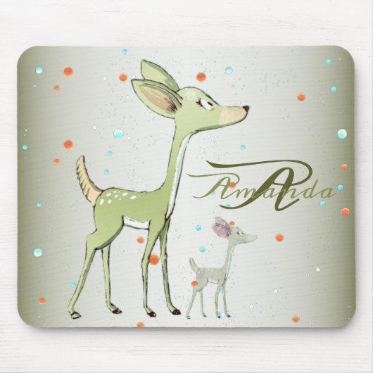 Weihnachtsmonogramm Grüne Hirsche Feiertage Niedli Mousepad (Vorne)