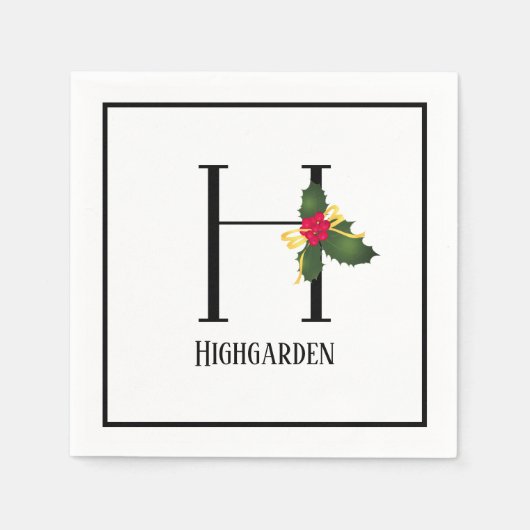 Weihnachtsmonogramm H Personalisiert Serviette (Vorderseite)