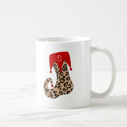 Weihnachtsmonogramm-Leopard-Strumpf-Tasse Tasse (Rechts)