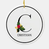 Weihnachtsmonogramm Letter C Personalisiert Keramik Ornament (Hinten)